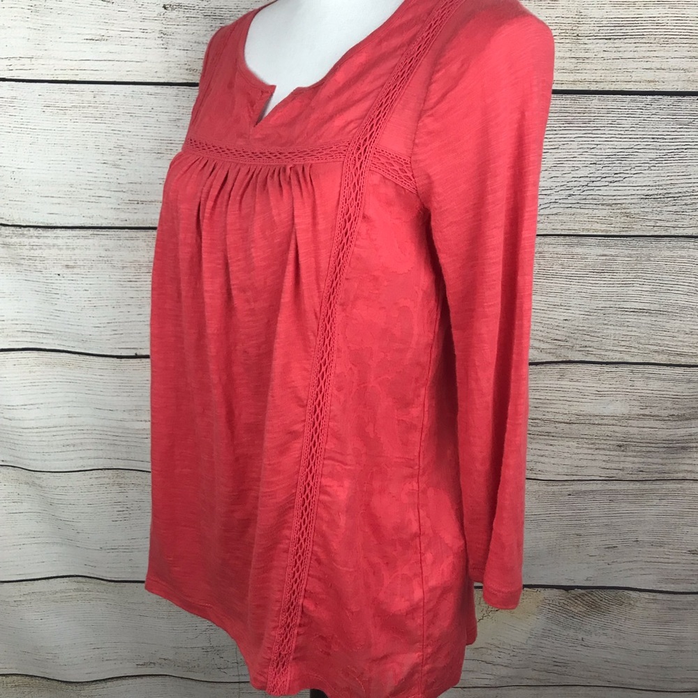 Lucky Brand top casual boho 3/4 sleeve v-neck - Picture 2 of 6